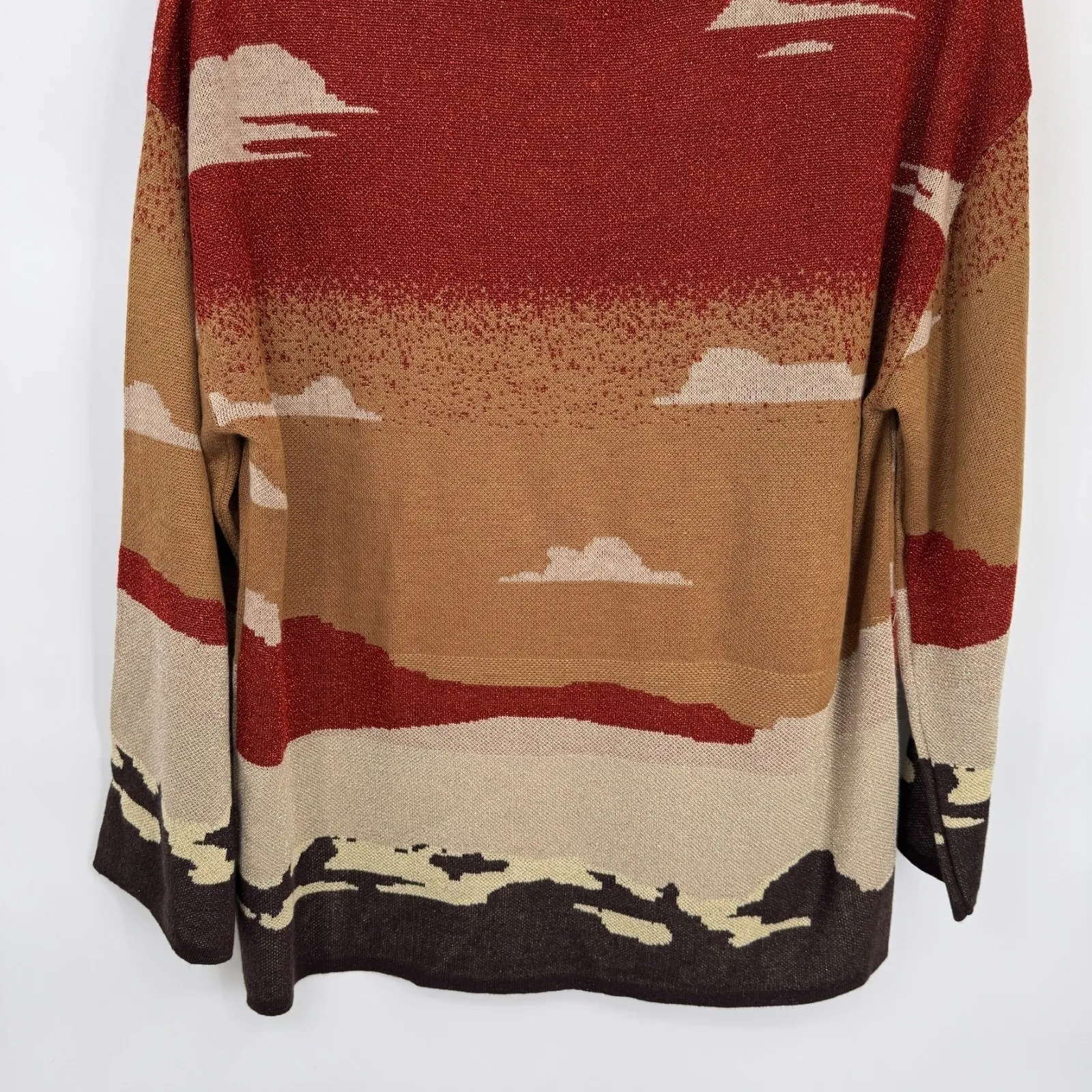 Cotton & Rye Sweater Womens L Metallic Orange Tan Coyote Southwest Print Acrylic Size L - Image 11