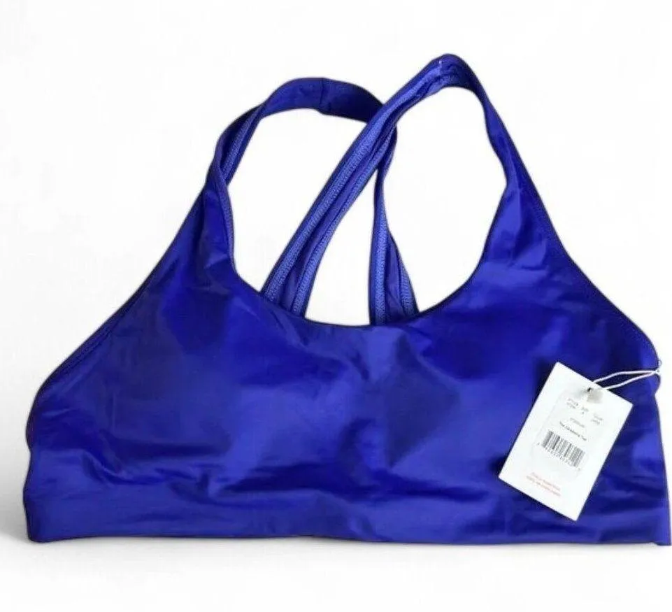 Andie Swim NWT Caledonia Bikini Top Lapis Blue Size M Sporty Scoop Neck Swimwear - Image 1