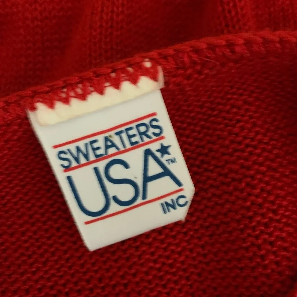 Vintage Cap Sleeve Sweater Vest Size Medium Red - Image 2