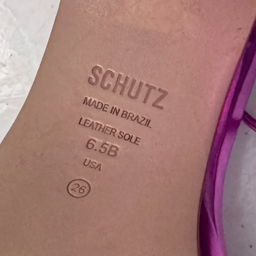 Schutz Lunah Purple Metallic Platform Heels Size 6.5 - Image 8