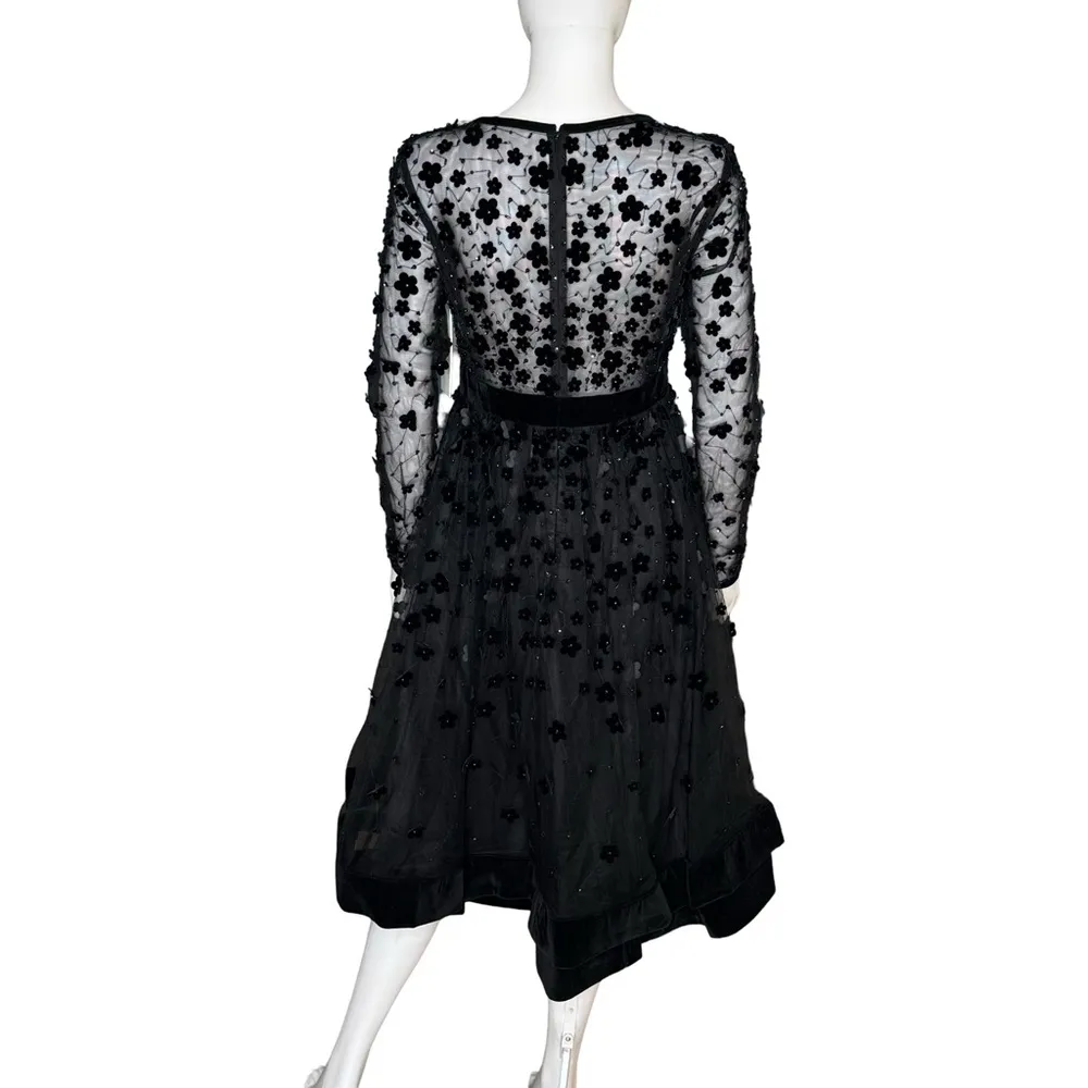 Mac Duggal Black Embellished Illusion High Neck Fit & Flare 67007 Dress Sz 8 - Image 7