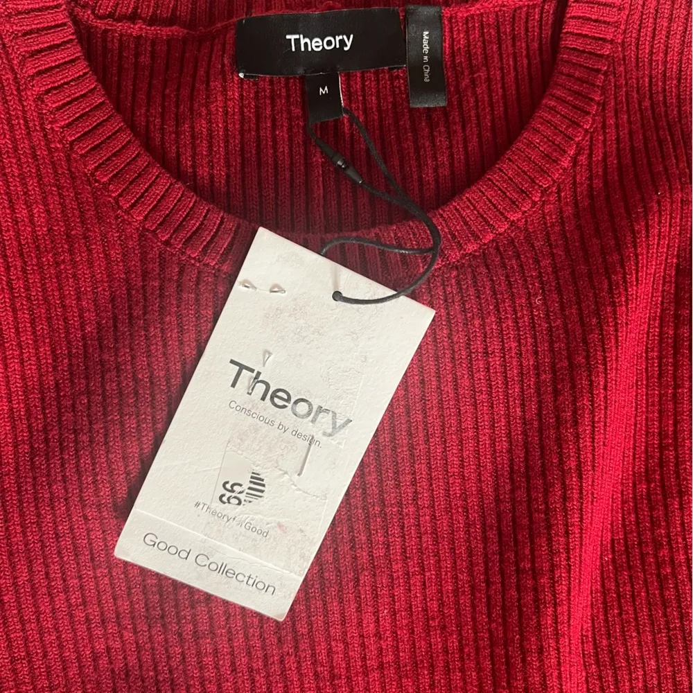 Theory Ribbed Crewneck Short Sleeve Sweater Dress, Red, Size M New w/Tag - Image 6