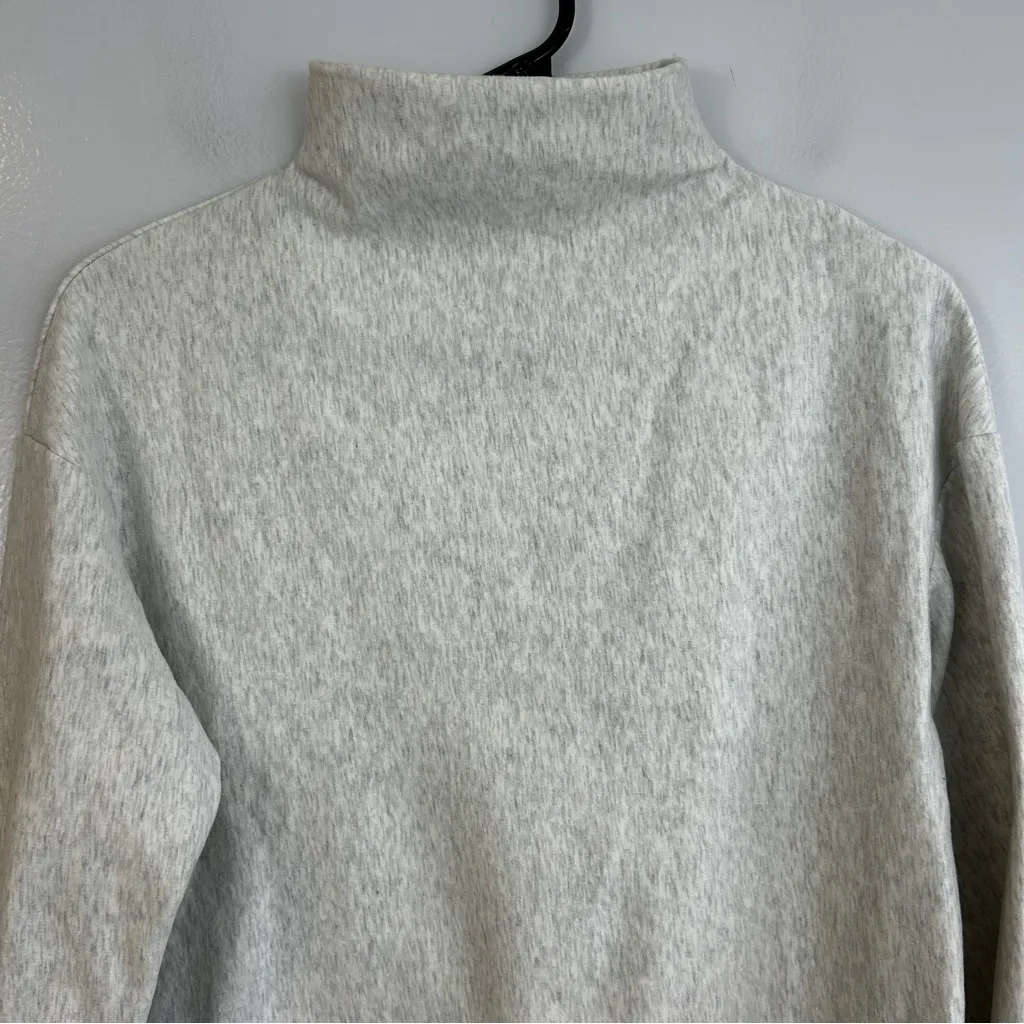 Theory Renika Mock Neck Heathered White/Grey Sweatshirt Size Tall Petite - Image 3