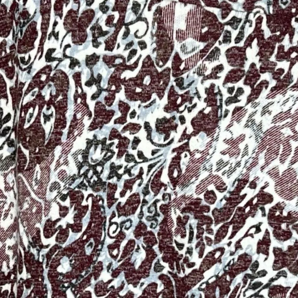 Chicos Sweater Womens Medium Tunic Burgundy Paisley Fold Over Neck Tunic Zenergy - Image 6