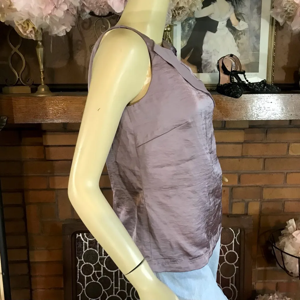 SIMPLY VERA WANG PURPLE SATIN RUFFLED BLOUSE (2) - Image 5