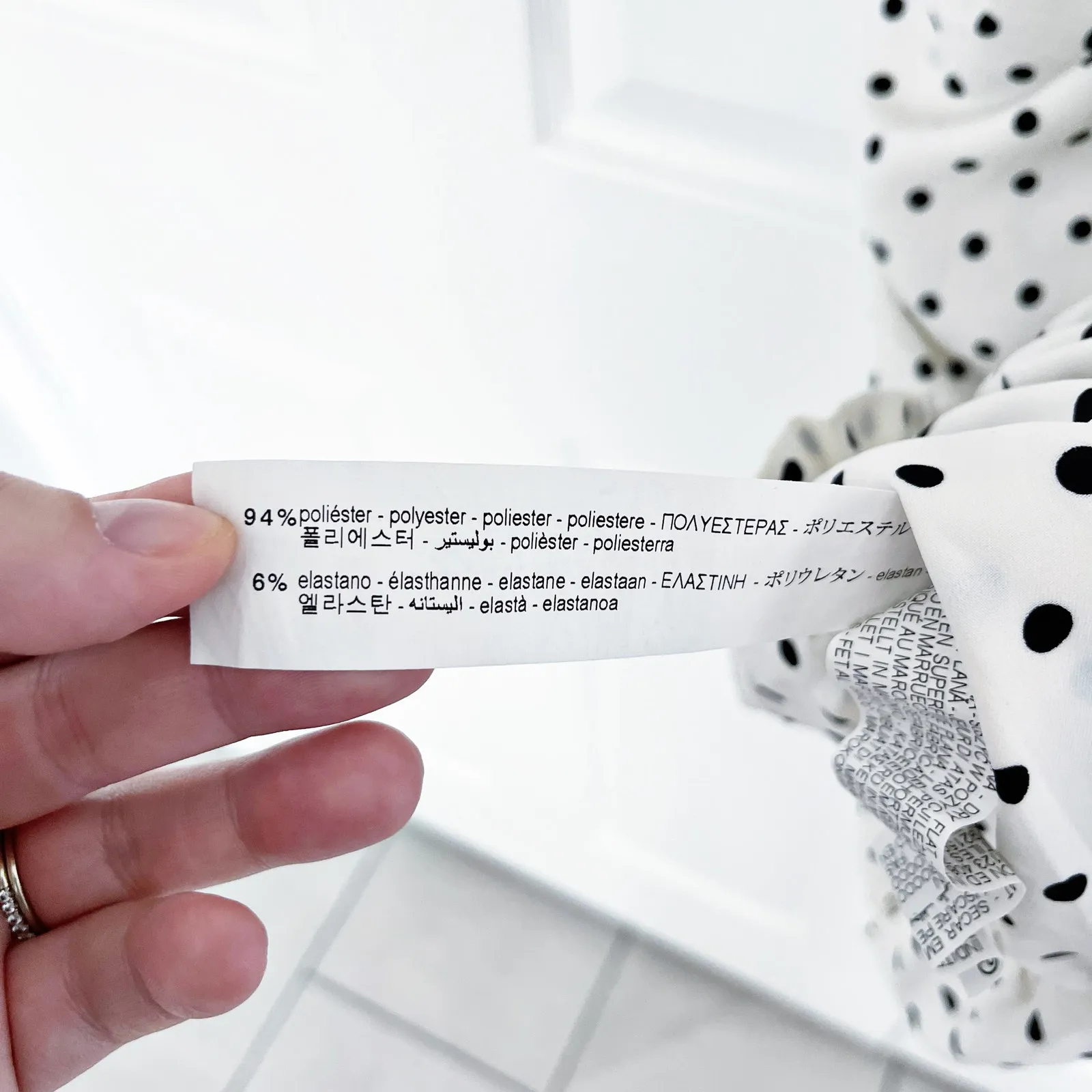 Zara Ecru White Black Polka Dot Ruched Front Long Sleeve Mini Dress - Image 7