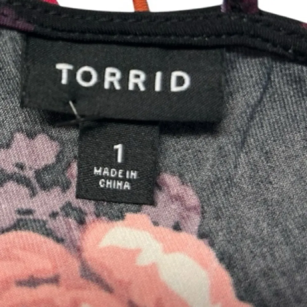 Torrid Dress Woman Black Floral Ity Skater Open Back Ladder Detail Aline Size 1 - Image 10