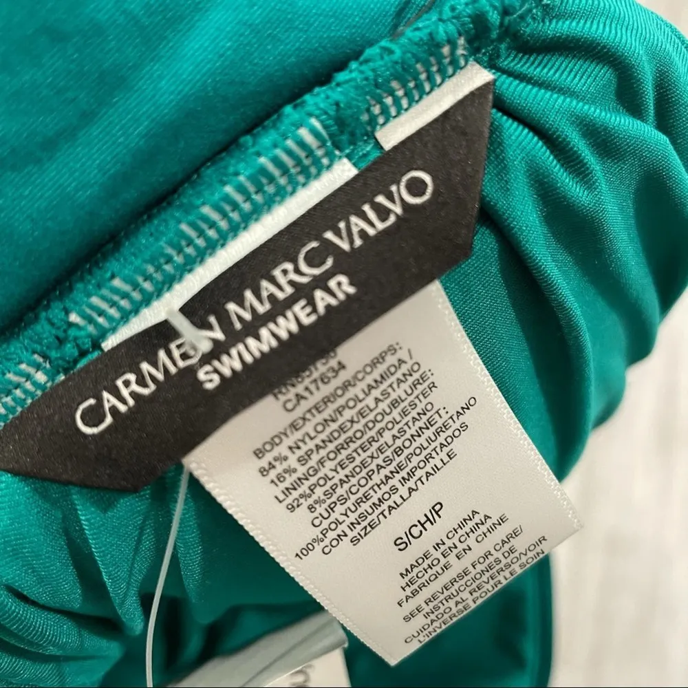 Carmen Marc Valvo Women's Forest Removable Halter Bandeau Tankini Swim Top sz S - Image 4