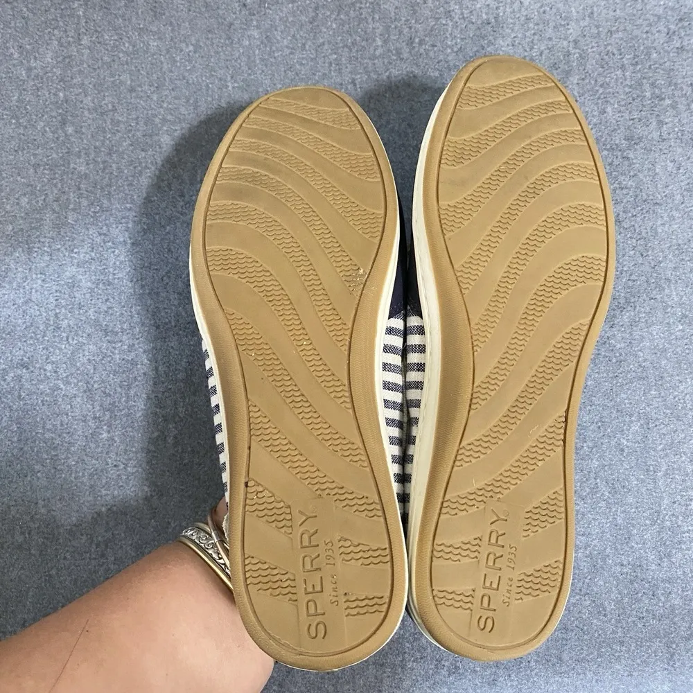 Sperry Women's Topsiders Women's 8M Blue Leather/Linen Canvas Close Toe Shoes - Image 12