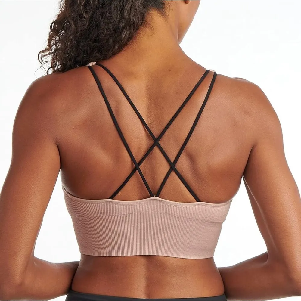 Puma Low Support Ribbed Seamless Bra, Bark/Blush Pink, Size Medium - Image 3