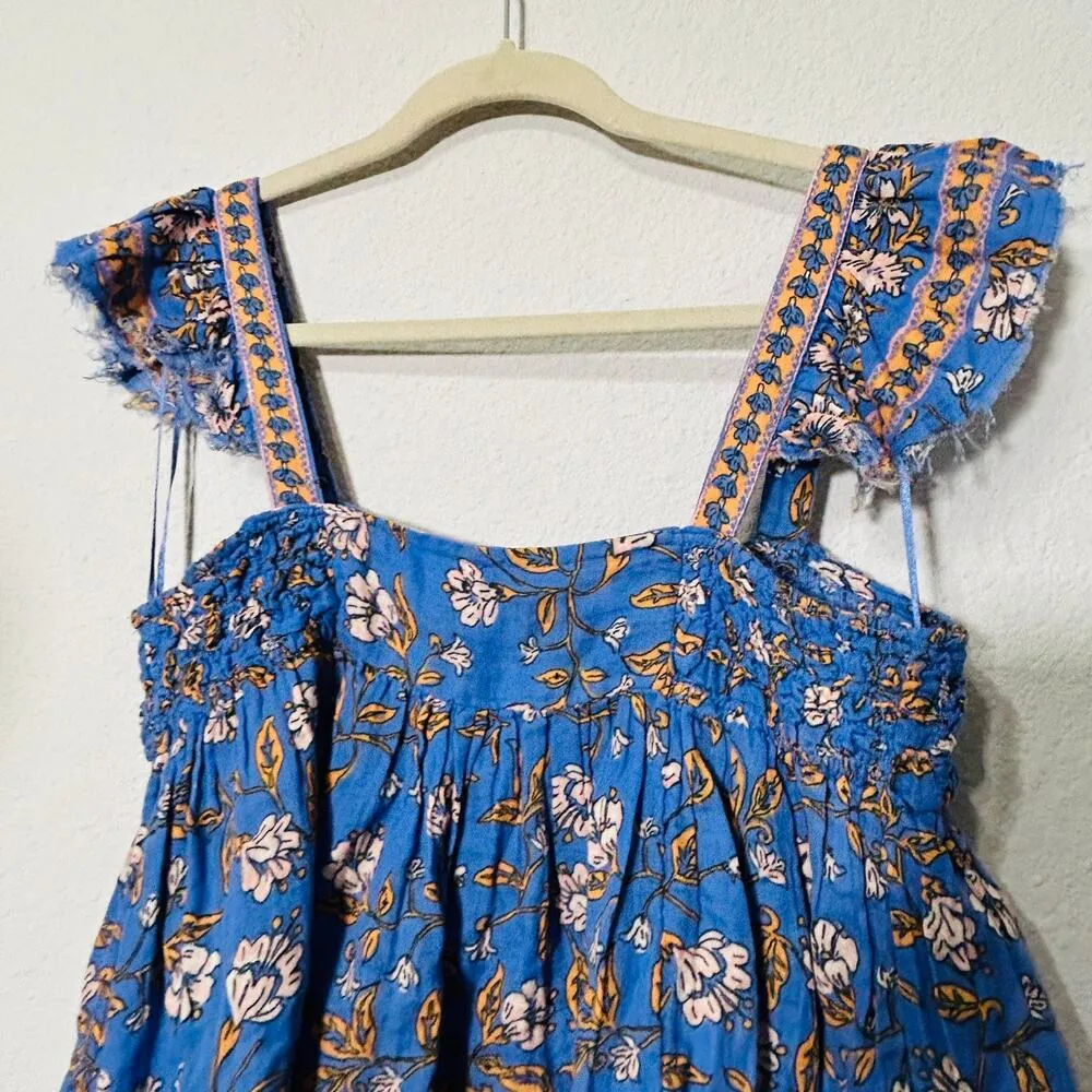 NEW Free People Nala Printed Babydoll Top Blue Oversize Ruched Top Size XS - Image 6