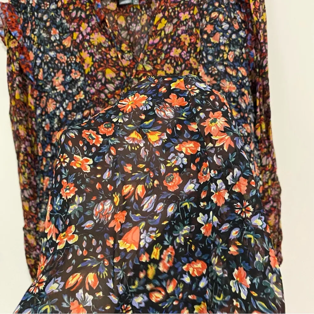 Anthropologie Sheer Floral Flowy Dress size Medium - Image 6