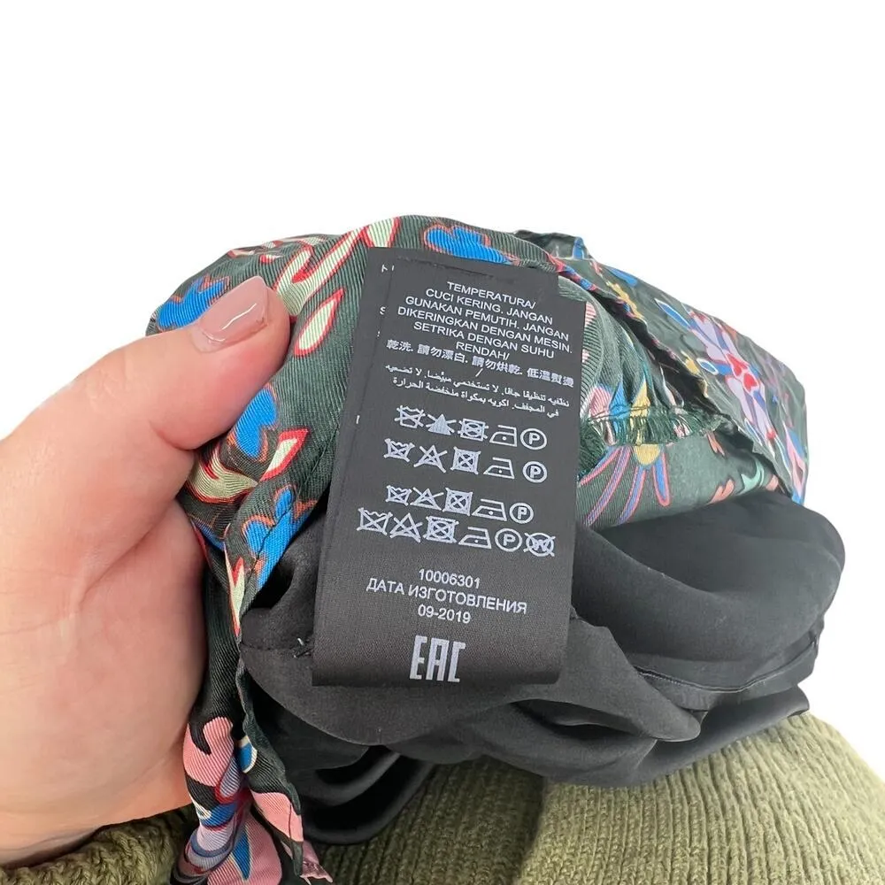 Tory Burch Floral Longsleeve Silk Twill Shift Dress Black Mountain Floral Size 0 - Image 15