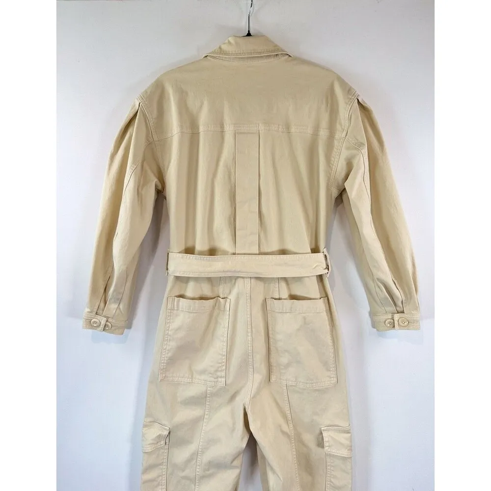 Banana Republic Womens Coverall Beige Andi Moleskin Flightsuit Long Sleeve XS - Image 10