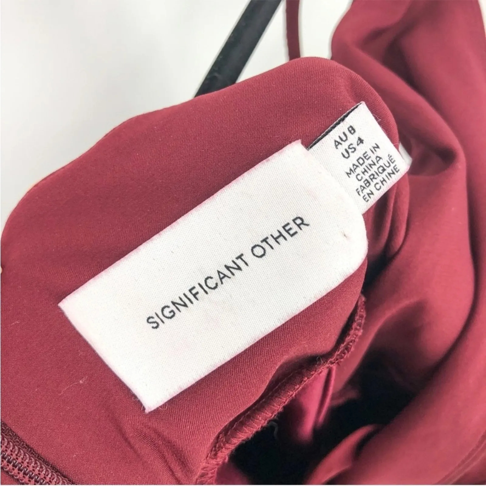 Significant Other | Revolve Elise Formal Wine Red Ruffle Satin Midi Dress 4 - Image 6