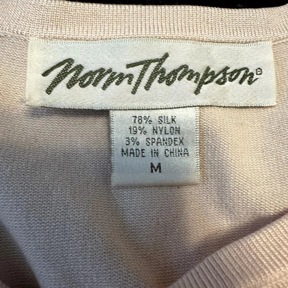 Norm Thompson Silk Tank Top Sleeveless Scoop Neck Knitted Stretch Pink Medium - Image 3