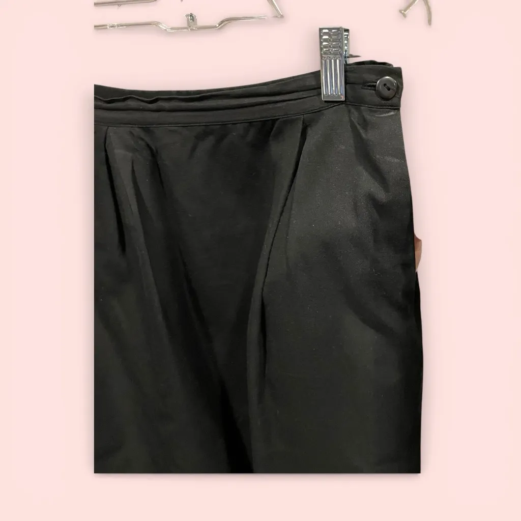 Classic vintage Annees Lauder midi pencil skirt pockets sexy office siren silk Black Size M - Image 2