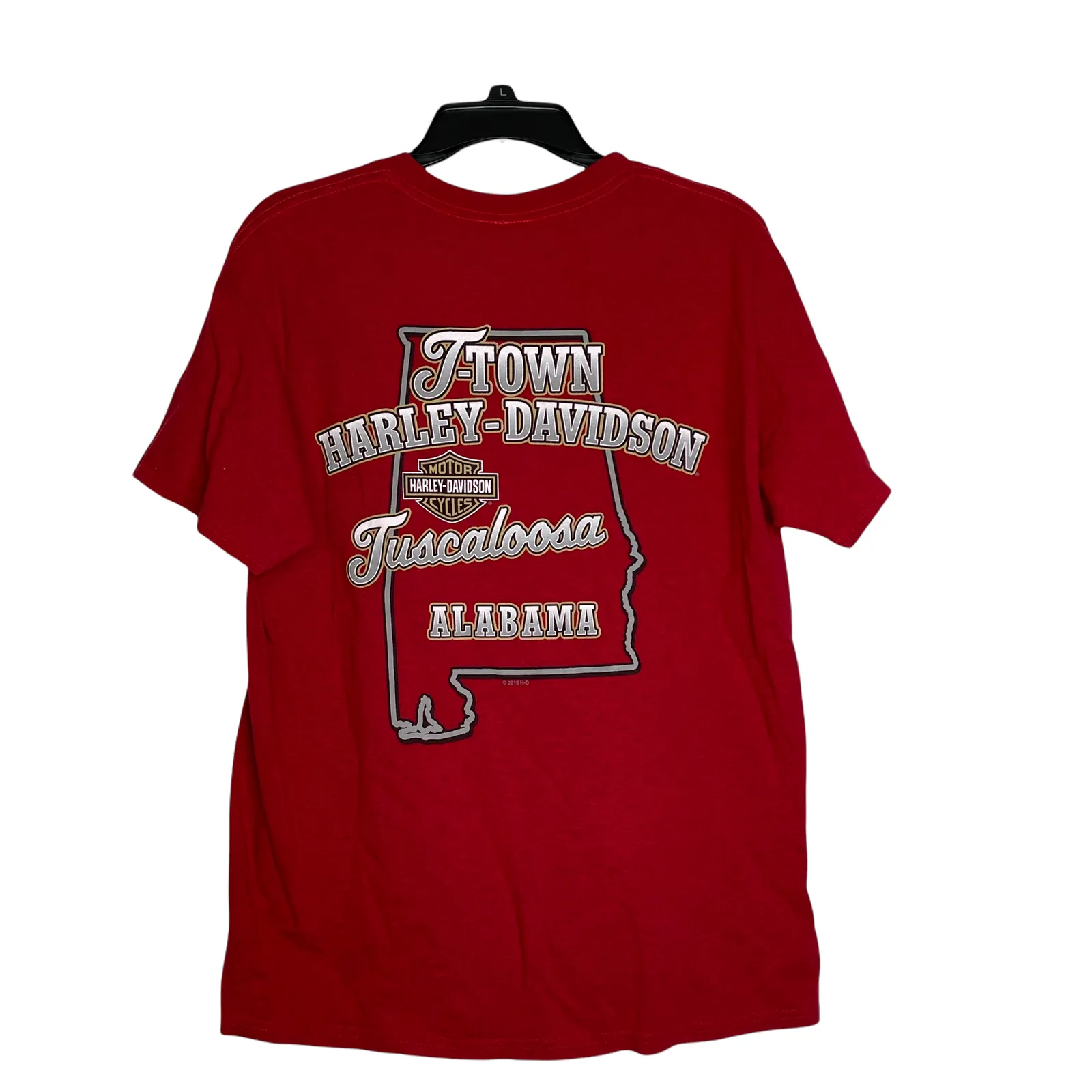 Harley-Davidson Womens T-Shirt Size Large T-Town Tuscaloosa, AL SS Crew Neck Red - Image 4
