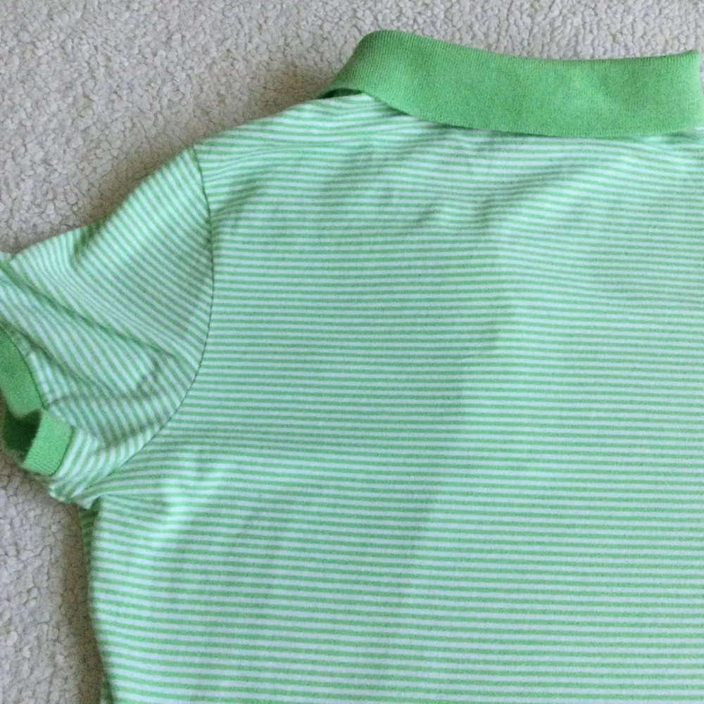 Y2K Polo Shirt Stretch Green Striped - Image 10