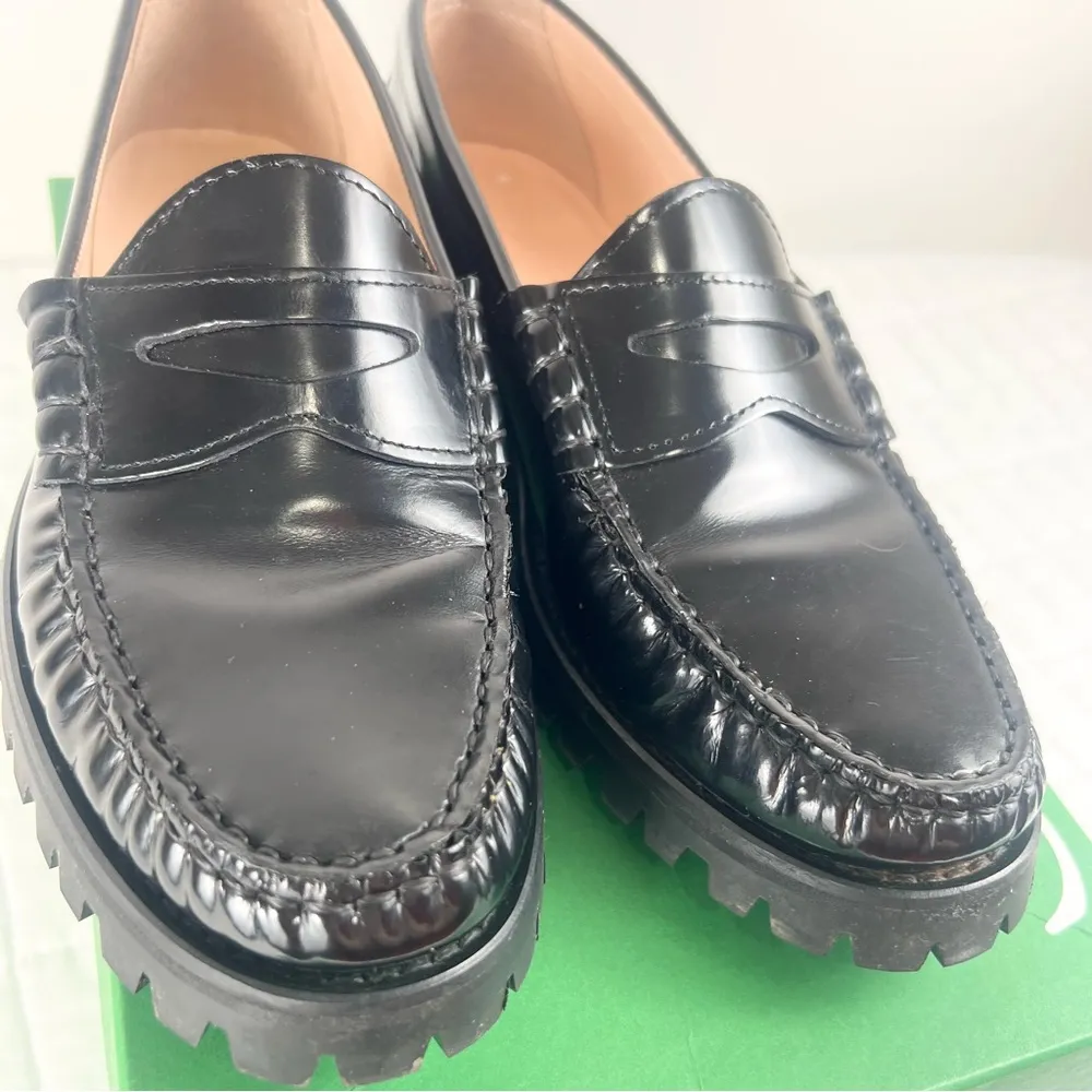 J. Crew Winona lug-sole penny loafers spazzolato leather Black Size 7 *Flawed** - Image 7
