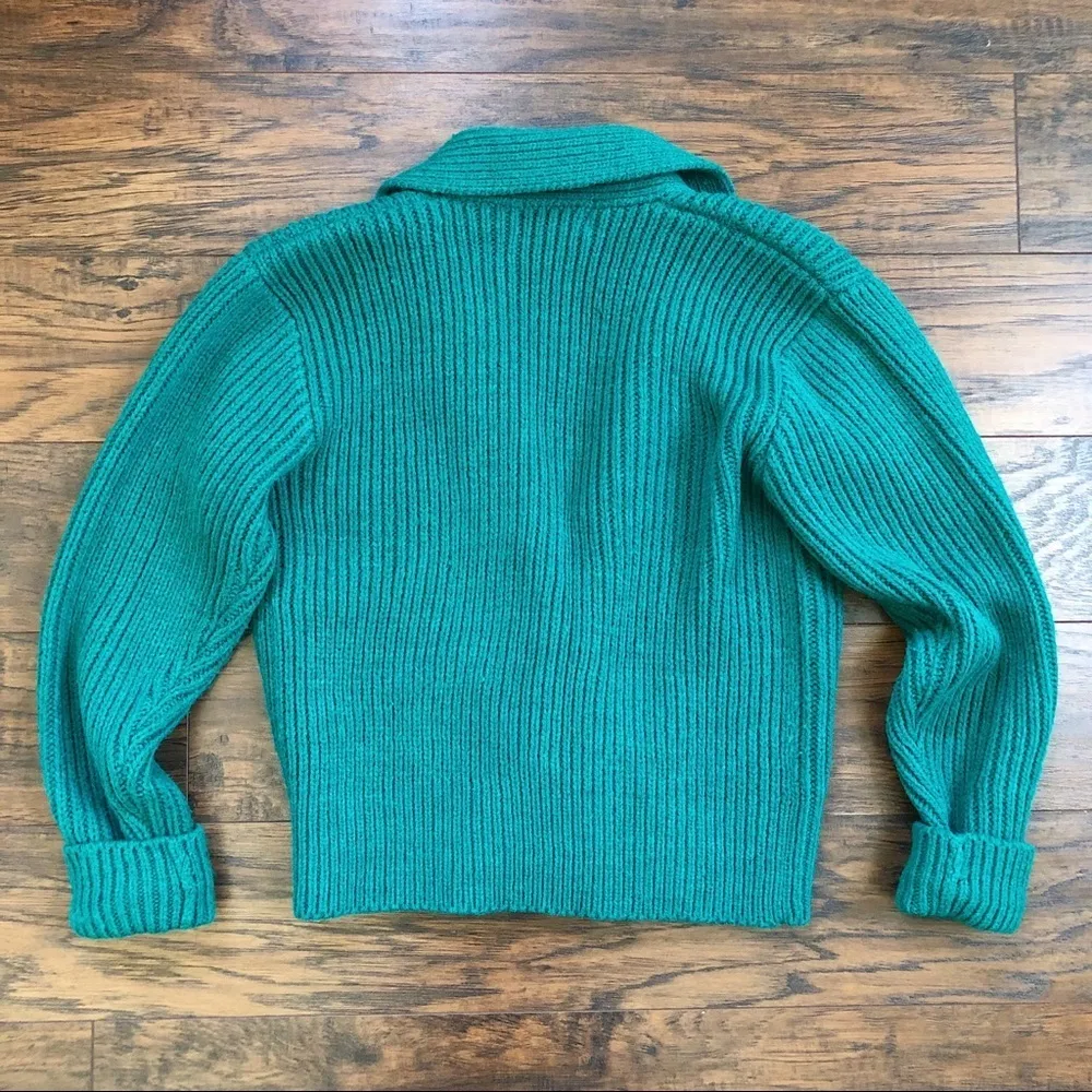 vintage • Jack Winter cropped teal wool sweater cardigan double breasted chunky Green Size M - Image 6