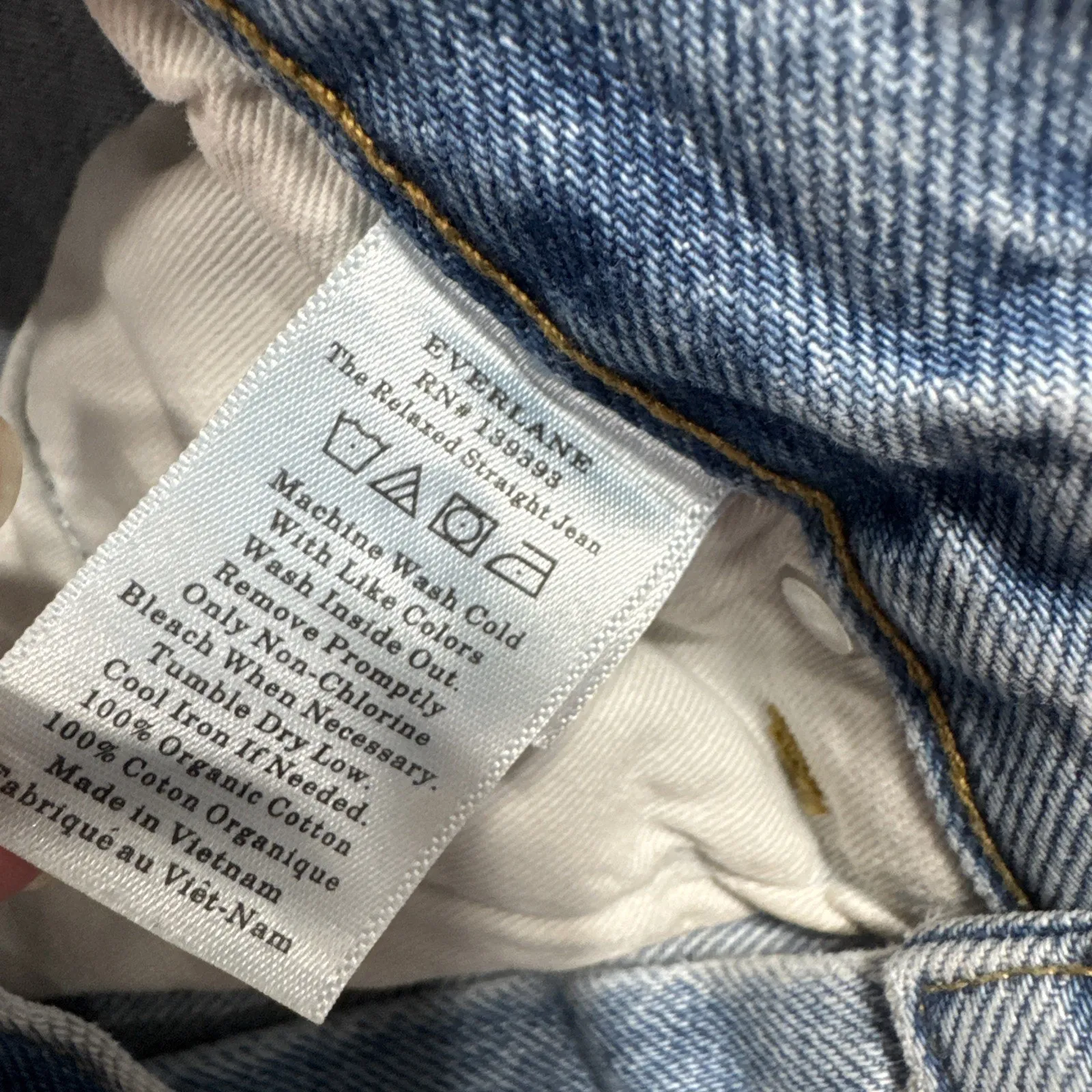 Everlane Womens Jeans The Relaxed Straight Fit Size 26R Button Fly Blue Organic - Image 5