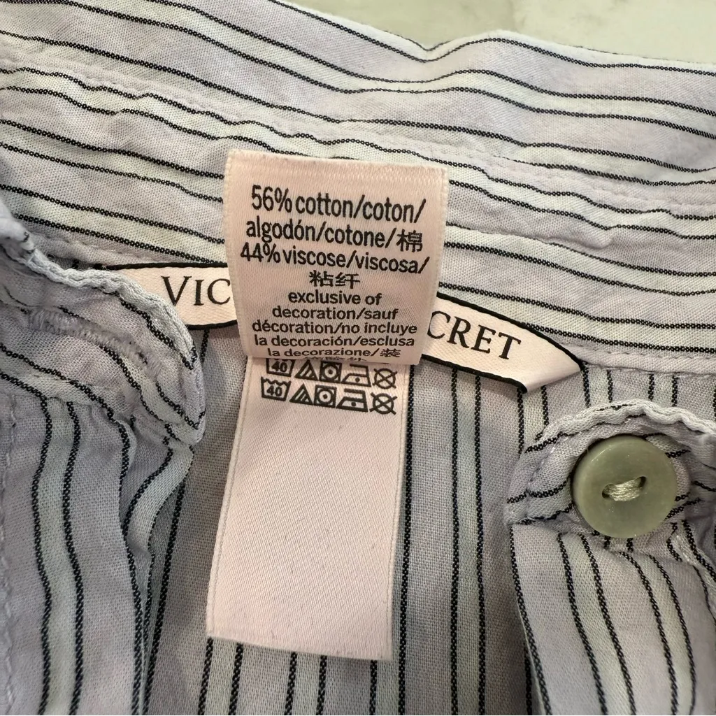 Victorias Secret Striped Long Sleeve ButtonUp Sleep Shirt Womens Small Lace Trim - Image 6