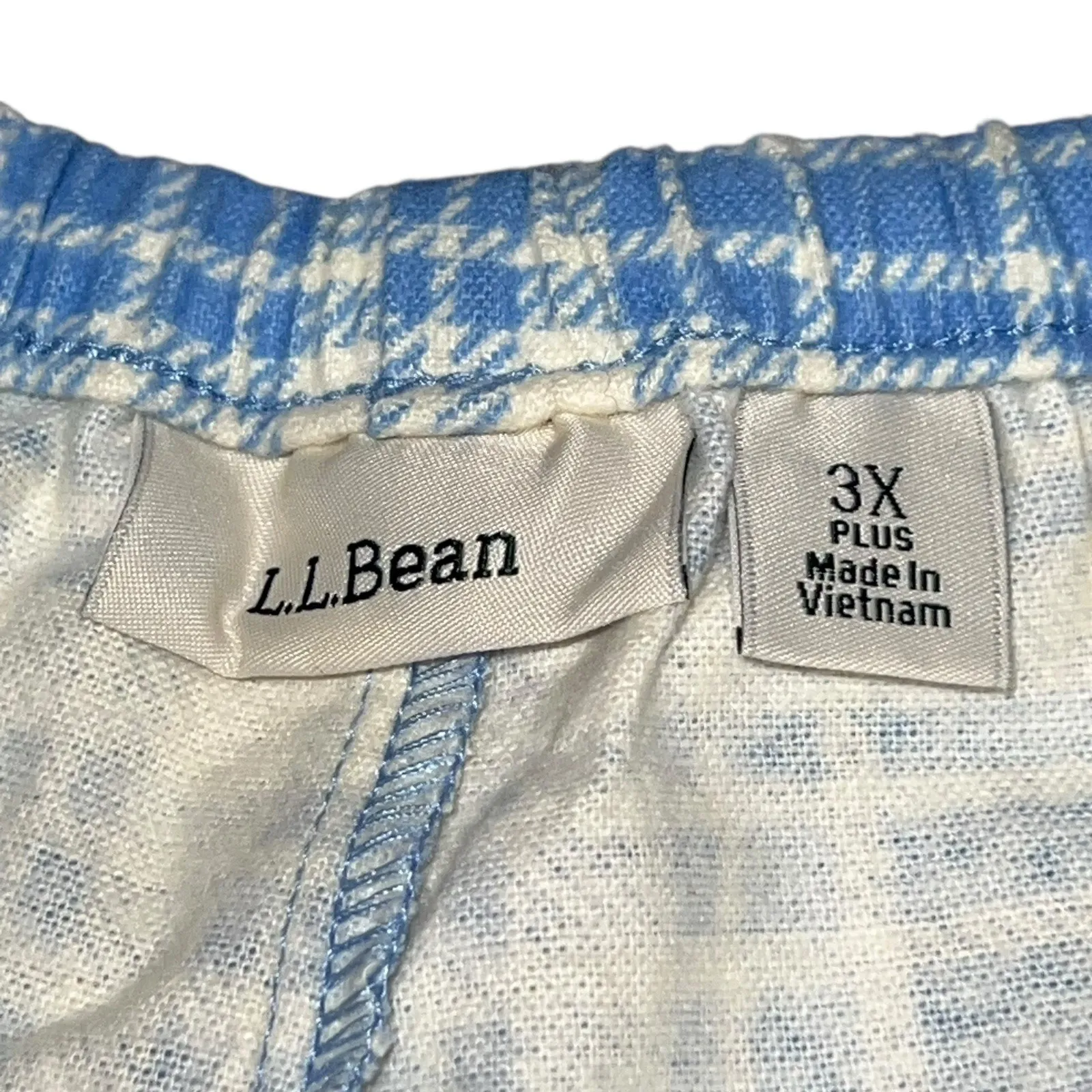 L.L. Bean Womens Cozy PJ Set Flannel Pants Blue White Plaid Print Pajamas Sz 3X - Image 9
