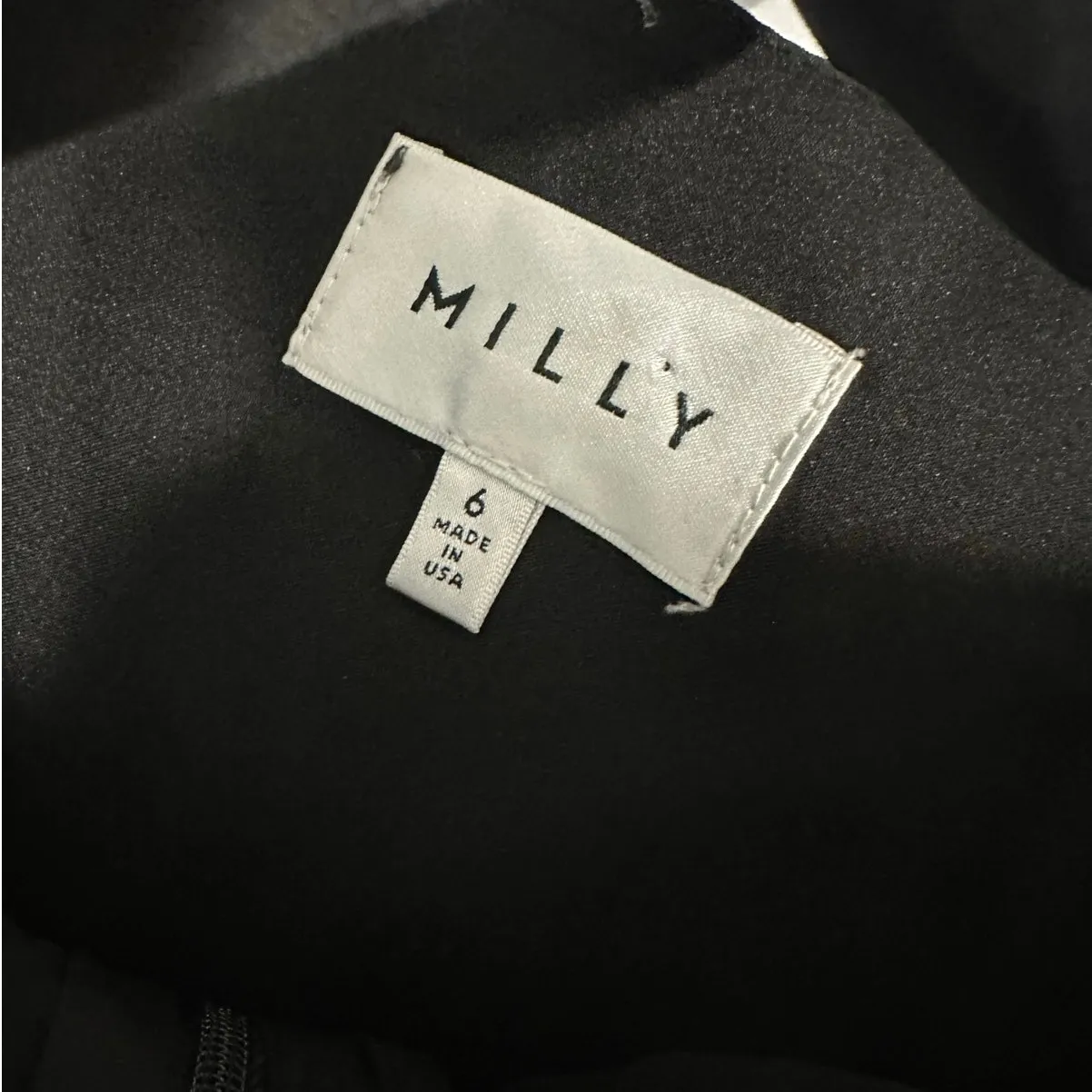 Milly Midi Dress Sweetheart Bustier Neckline Black Cotton Full Skirt Belted - Image 4