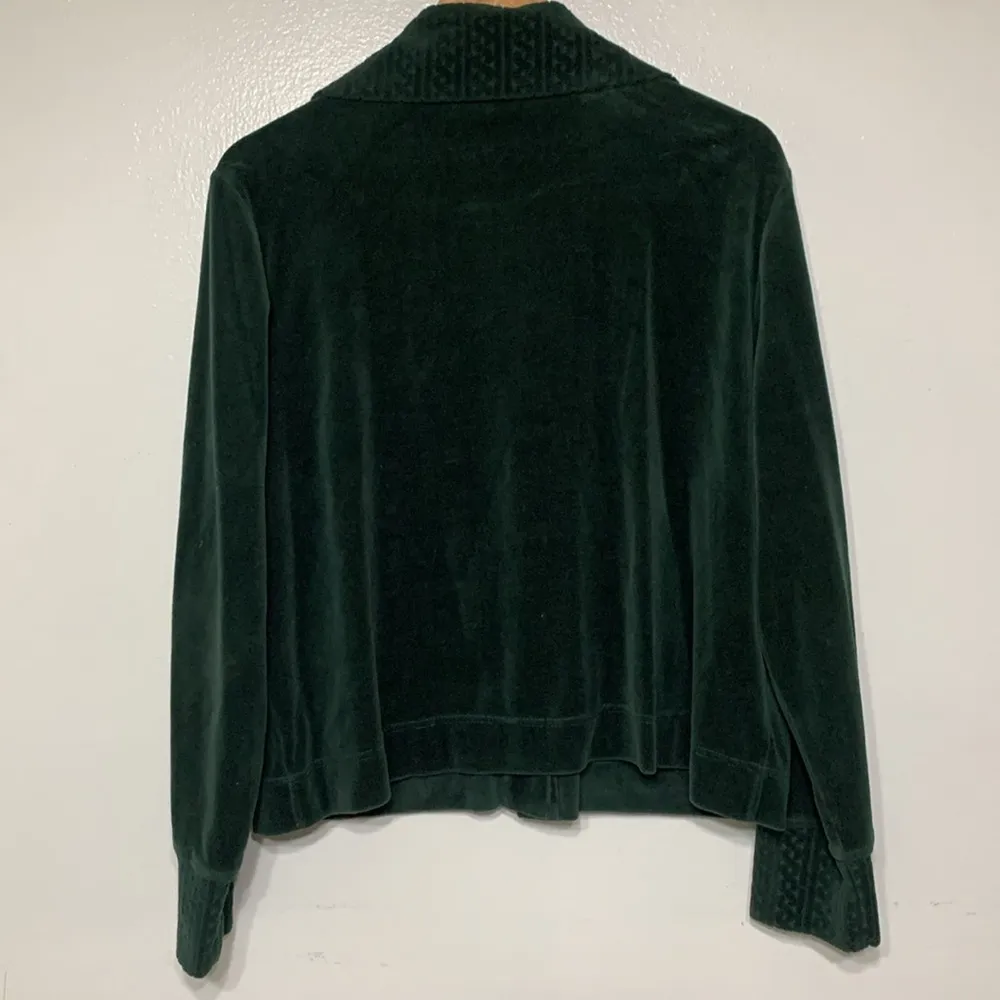 Classic Elements  Green Velvet Button Down Cardigan Sweater Size XL - Image 5