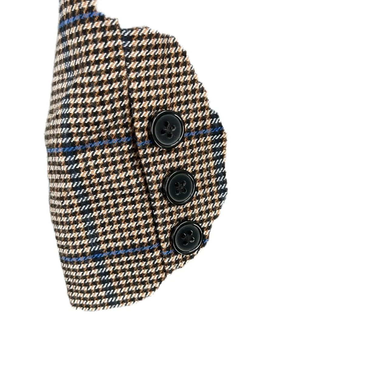 Jay Godfrey Plaid Longline Blazer Jacket Brown Check Lined Wool Blend XS/S est Blue - Image 6