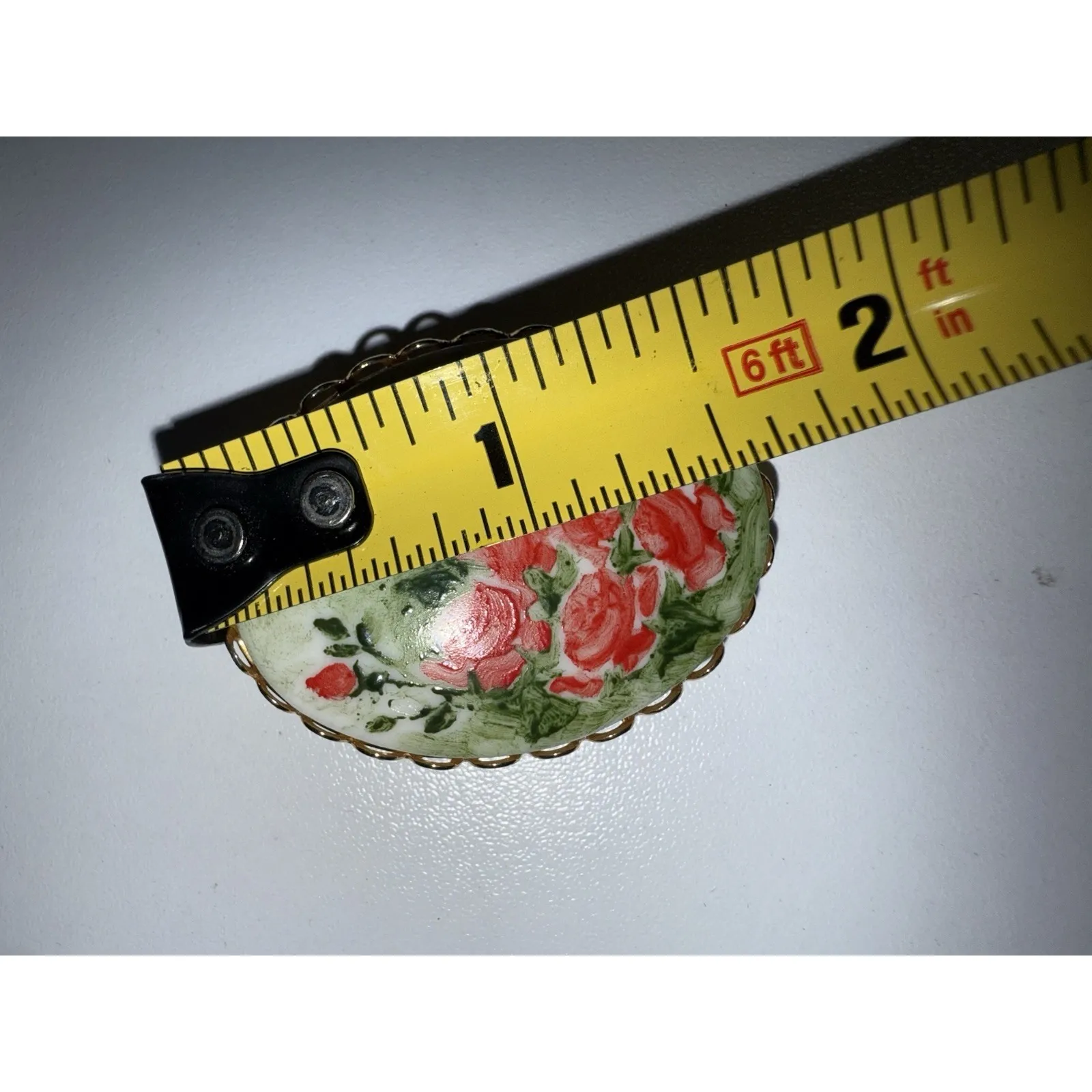 Victorian Style Women's Hand Painted Roses Blue‎ Flowers Porcelain Brooch Pin Blue - Image 4