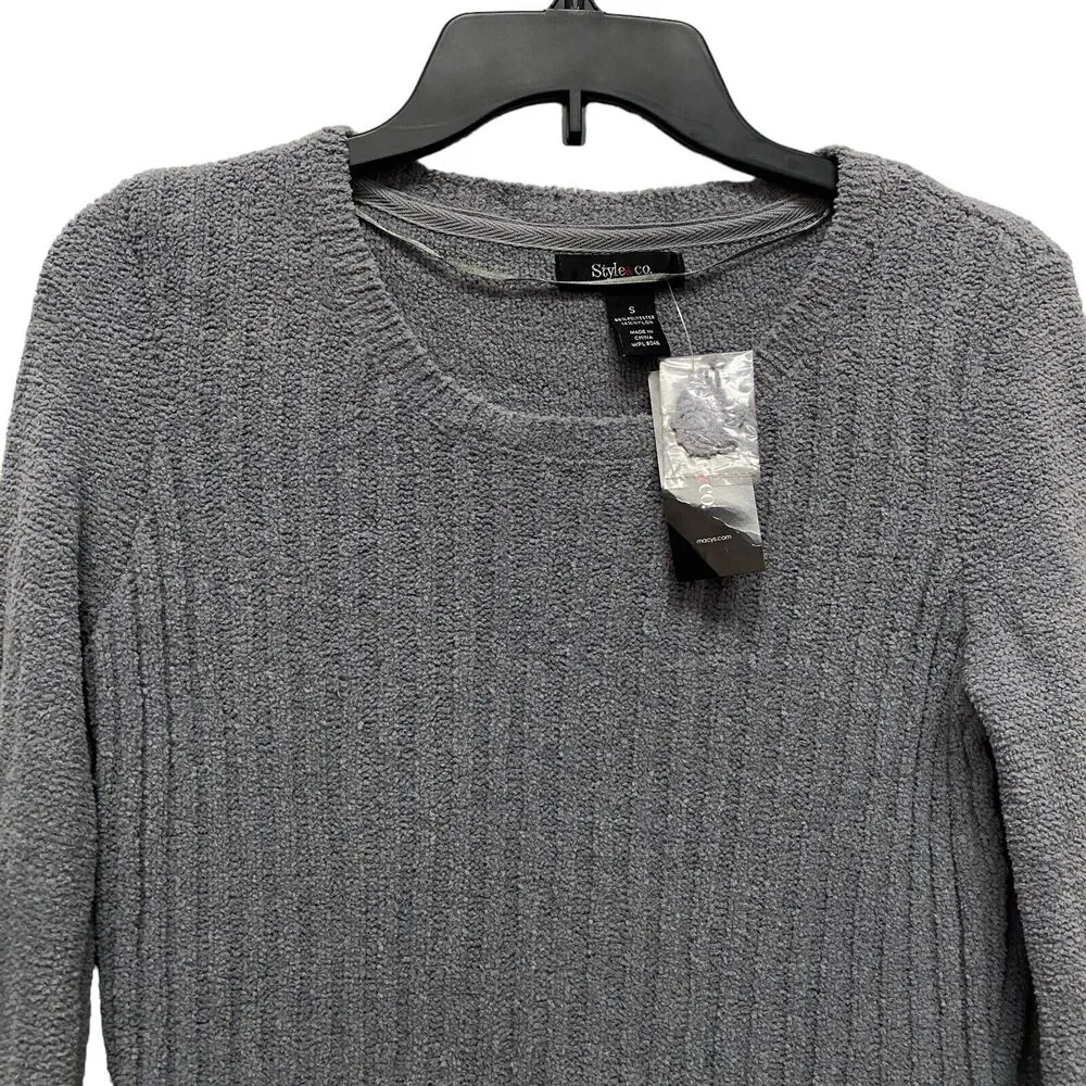 STYLE & CO Heavy & Warm Grey Soft Tunic Scoop Sweater Small NWT Pullover - Image 3