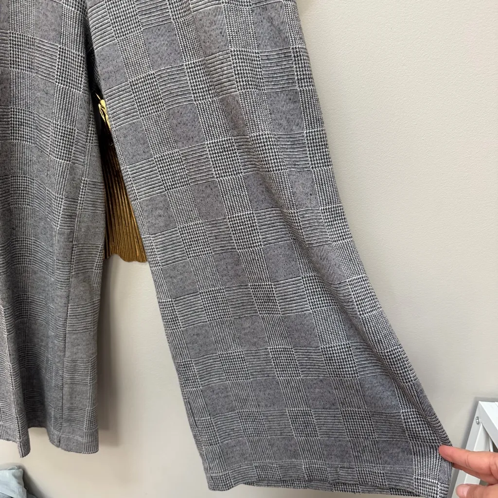 Anthropologie Maeve Plaid Womens Wide Legged Cropped Black Grey Plaid Pants XS - Image 4