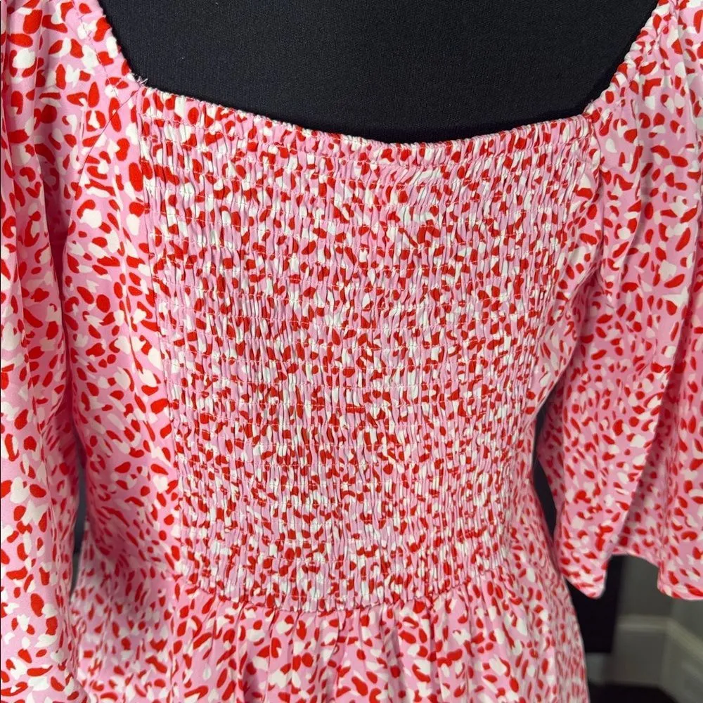 Women’s Short Pink Summer Dress Flutter Sleeve Tie Detail Side Zip Size M NWT Size M - Image 6