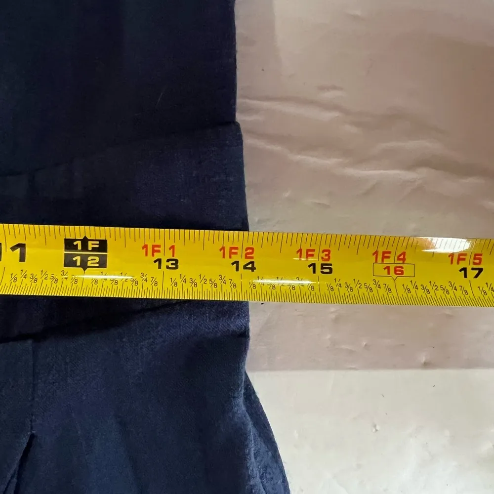 Anrabess L linen blend cropped jumpsuit romper wide leg keyhole tank navy vacay Blue Size L - Image 9