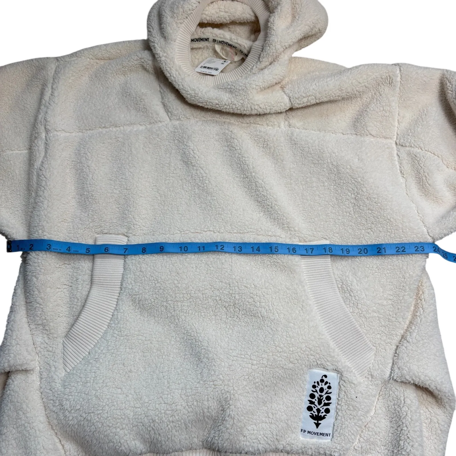 Free People NWT Scout It Out Sherpa Fleece Hoodie Cream Oversized Size S - Image 7