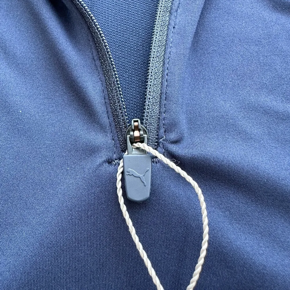 Puma Shine Lightweight Quarter Zip Long Sleeve Pull Over in Navy Blue Size Large - Image 6