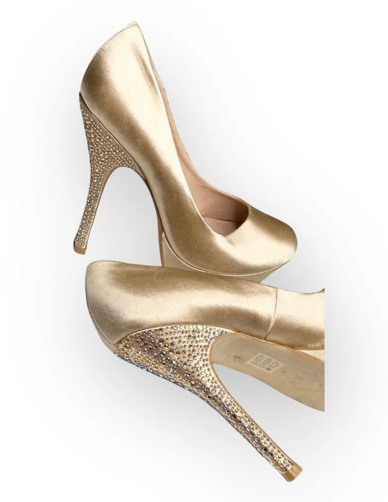 ☀︎︎ Partyy-R Glitter Crystal Platform Stilettos Pumps ☀︎︎ Champagne - Image 14