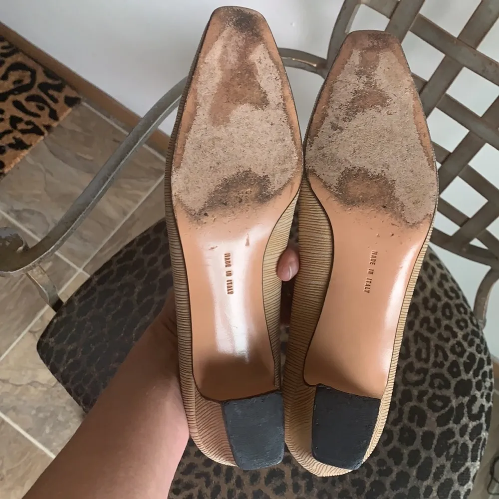 Salvatore Ferragamo Square Toe Stacked Block Heel Pumps - Image 11