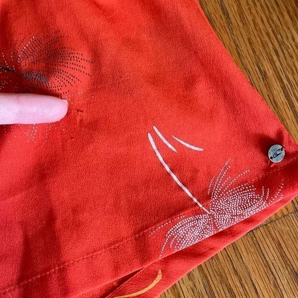 O'NEILL PACSUN Jules Shift Dress Red ish Floral 3/4 Sleeve Tie Waist Button Back - Image 15