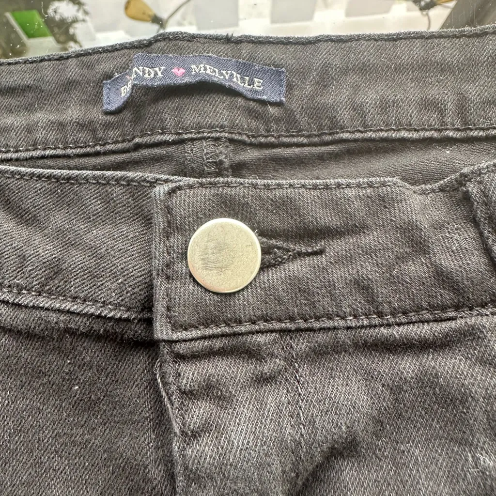 Brandy Melville Cut Off Frayed Hem Denim Jean Shorts in Black - Image 6