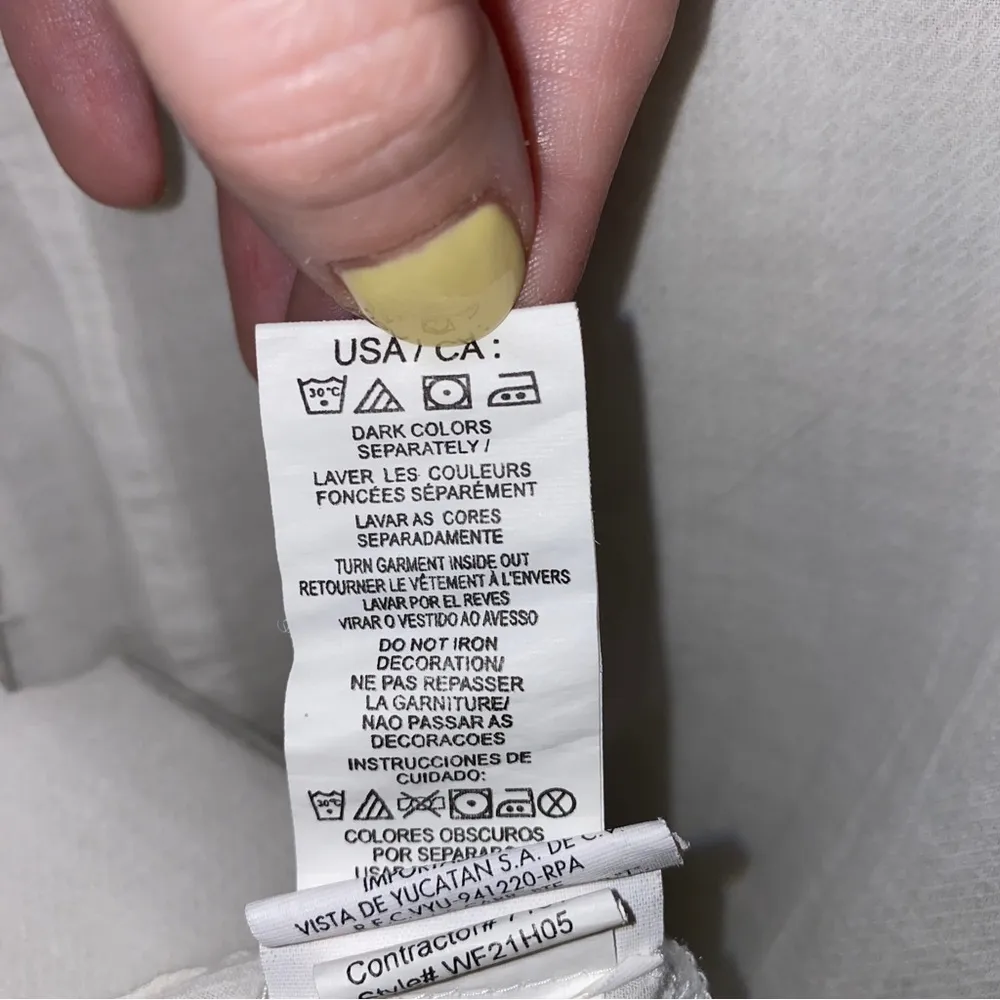 Calvin Klein Jeans Shirt White Bohemian 100% Cotton Beaded Top Size Medium - Image 8