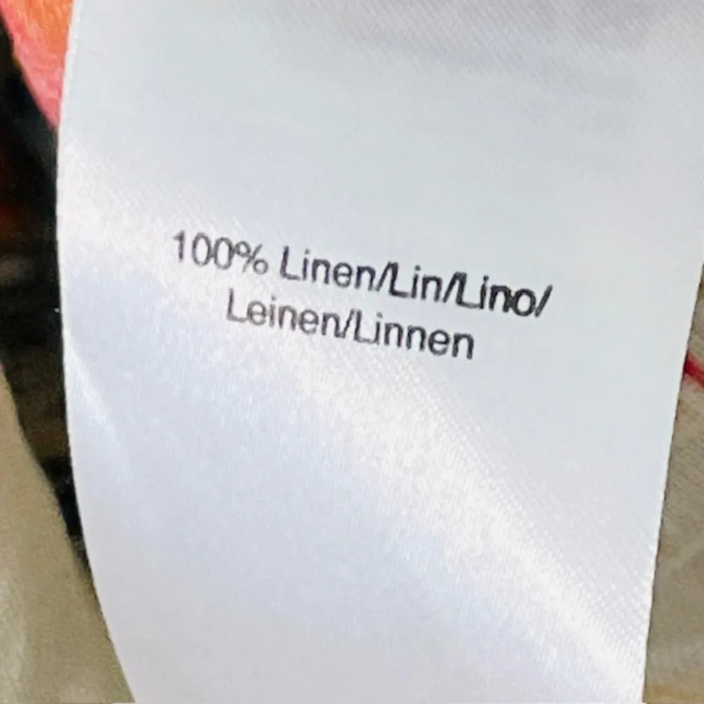 NEW Dkny 100% Linen Raw-Trim Asymmetrical Top Abstract Ikat Print Large - Image 5