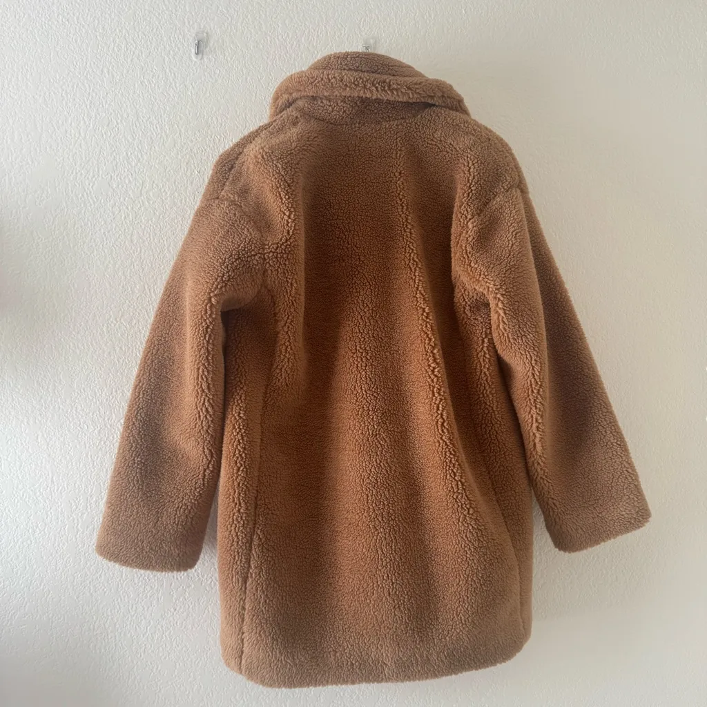 Gap Womens Fleece Oversized Teddy Coat Longline Winter Warm Button Up - Image 5