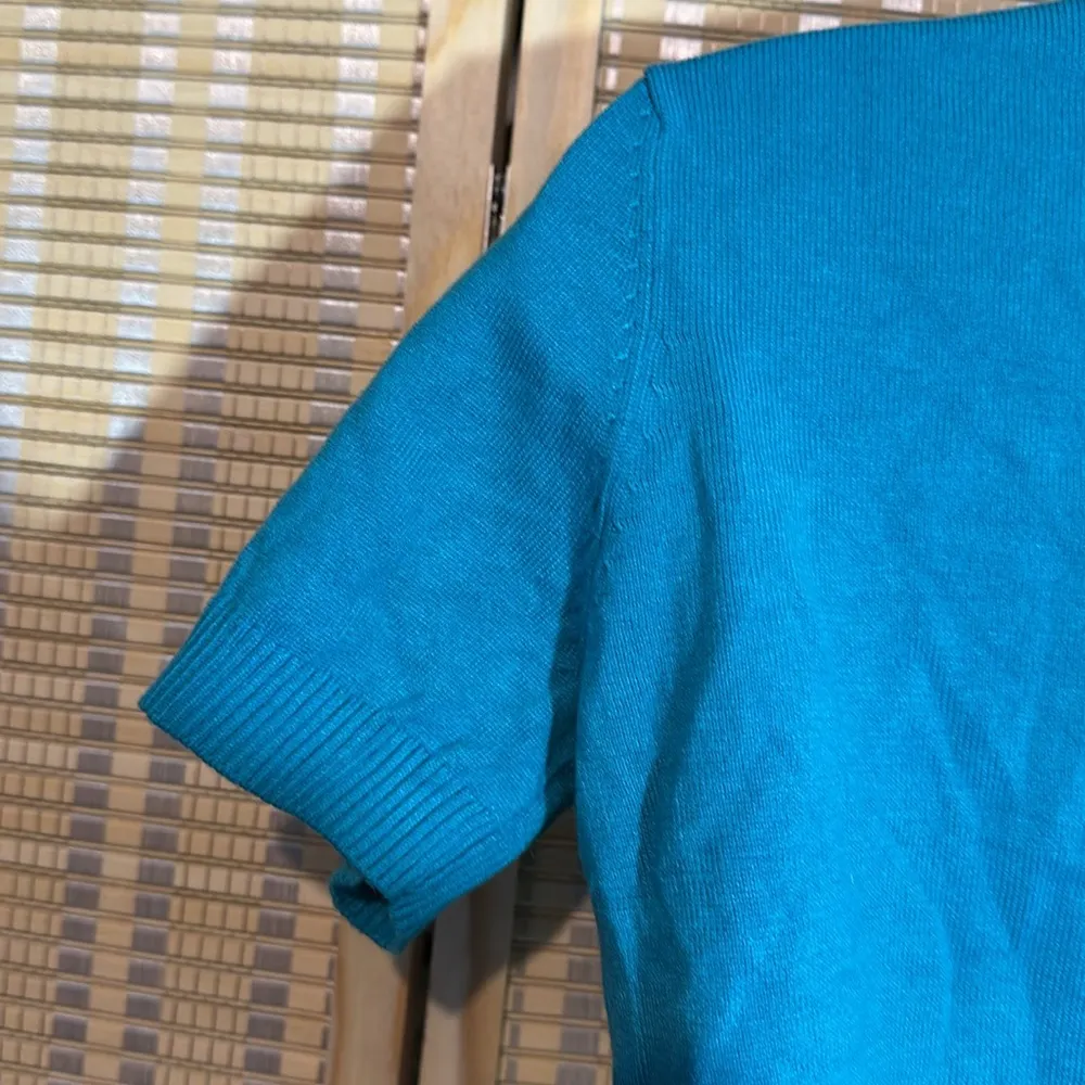 Speechless Vintage 1990s Y2K Teal Blue Knit Bolero Cardigan Sweater Jrs 7 NWT - Image 9
