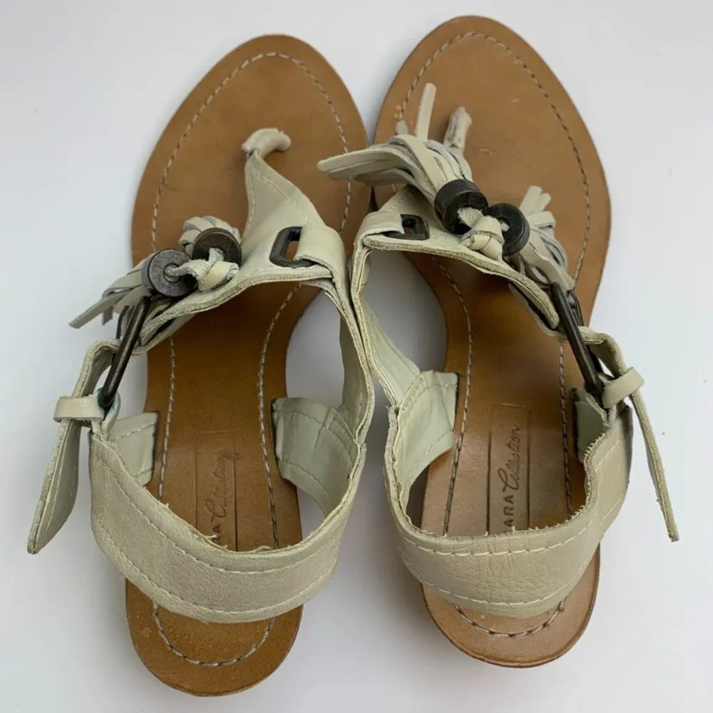 Zara Collection Cream Boho Sandals With Tassels - Image 4