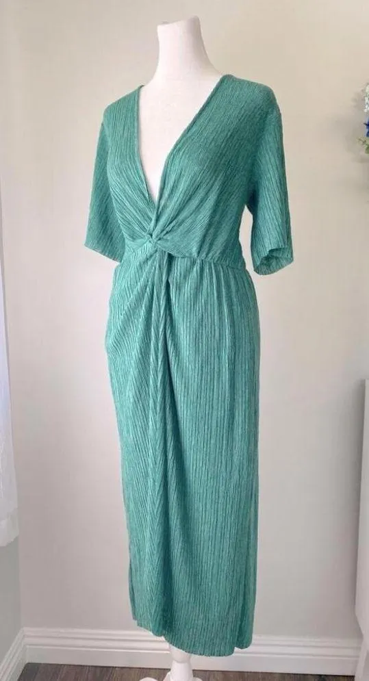 All in Favor  Dolman Plissé Midi Dress in Antique Green - Image 4