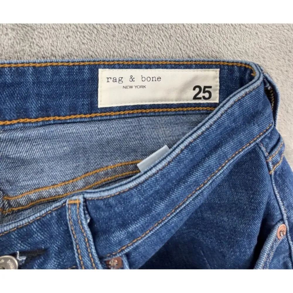 Rag & Bone Dre Low-Rise Slim Boyfriend Jeans Womens 25 Blue Denim Mission City - Image 2