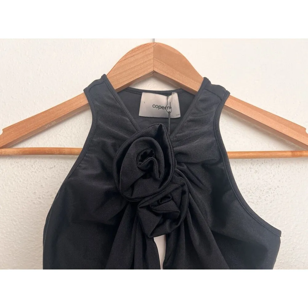 Coperni Rosette Racerback Stretch Jersey Crop Top Black Size XS Sleek Minimal - Image 8